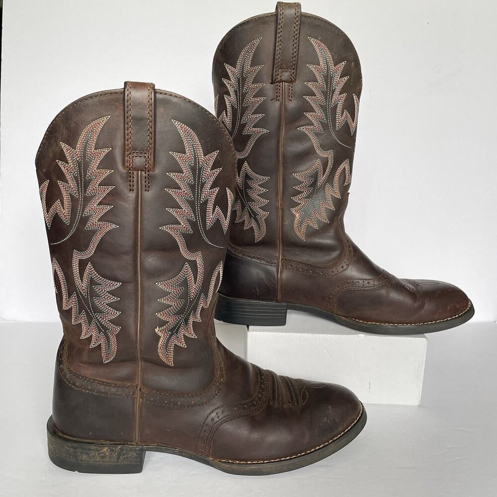 Ariat Heritage Stockman Cowboy Boots Women's 10B Brown Western Roper Cowgirl - Picture 2 of 13